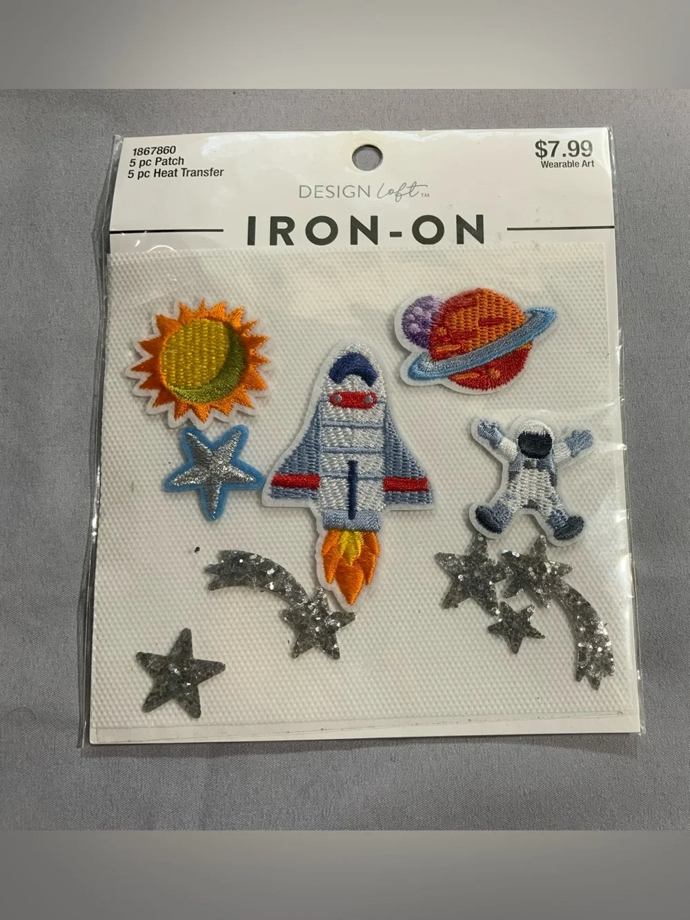 Design Loft Space Iron On Patches 10 Pc Rocket Astronaut Planet Stars